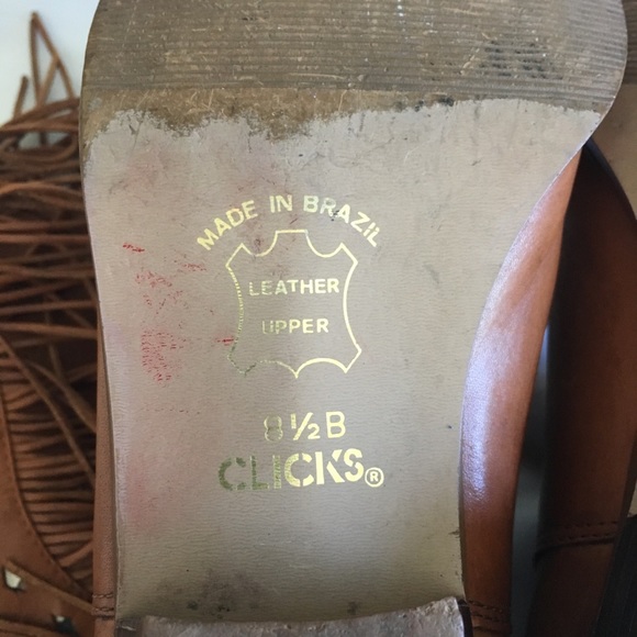 CLICKS, leather fridge hippie boho booties - Picture 4 of 5